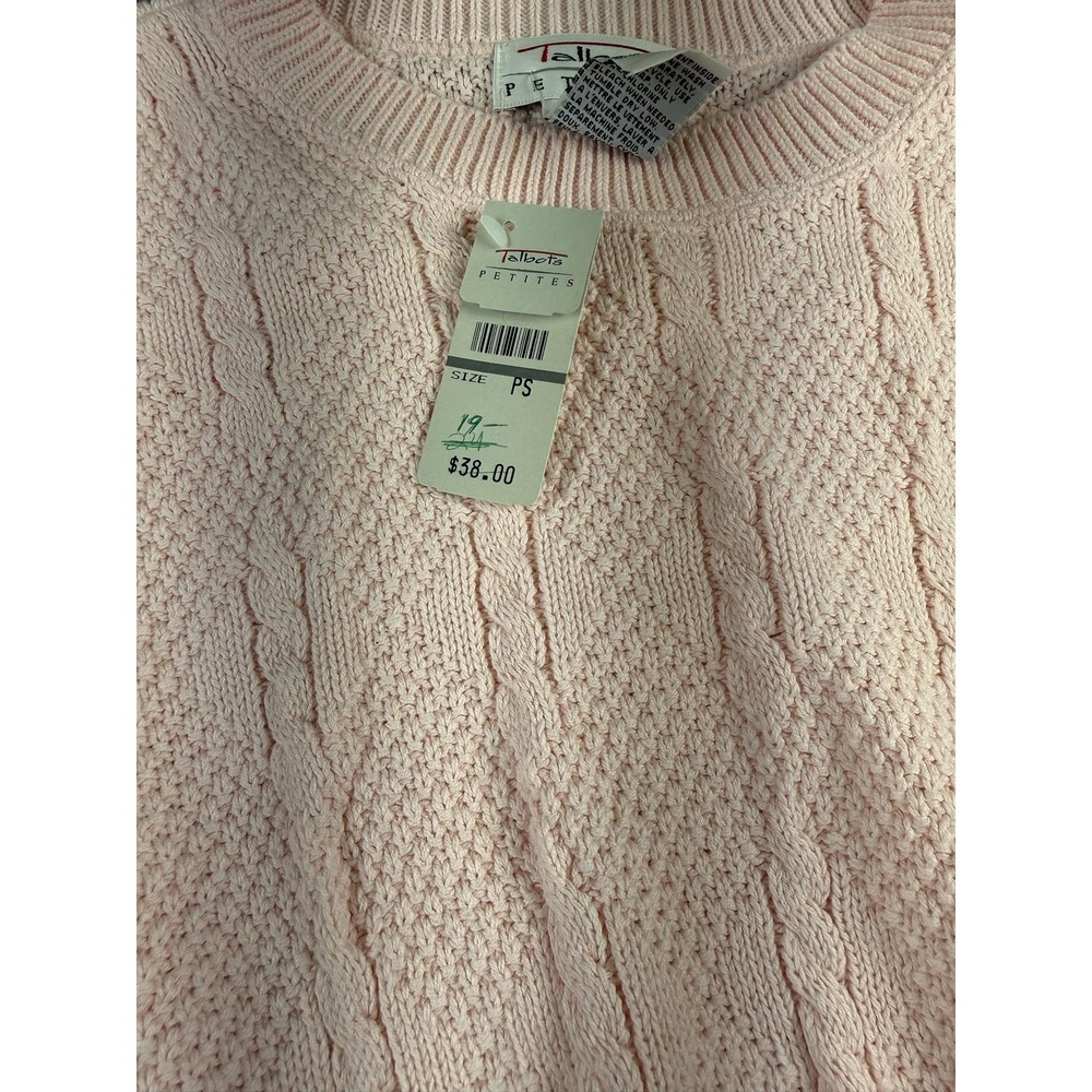 Talbots Sweater Womens Petite PS Pink‎ Cable Knit Cotton Crewneck USA Pullover - Picture 4 of 9